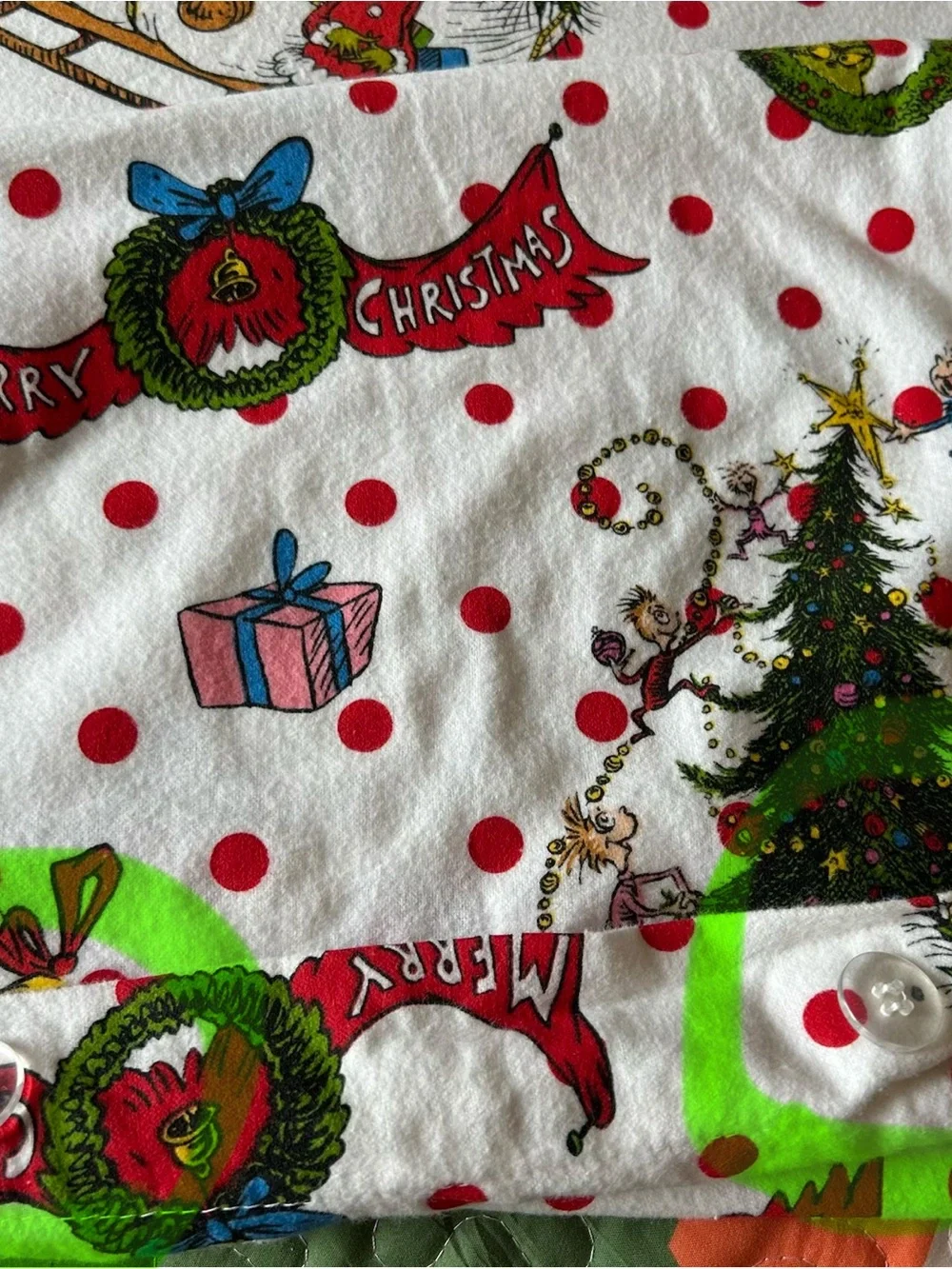 Pottery Barn GRINCH Flannel Queen/Full Duvet Cover + 2 Matching Euro Shams